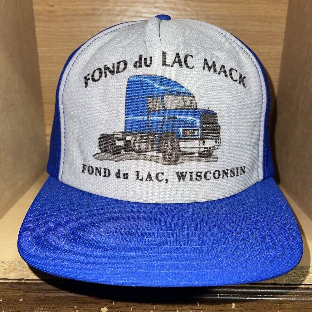 Vintage Mack Trucks Fond Du Lac Wisconsin Snapback Trucker Hat Foam Cap Mens